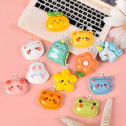 10pcs Kawaii Animals Cat Bear Frog Pig Horse Charms Glossy Flowers Pendant For Earring Keychain DIY Jewelry Making Findings