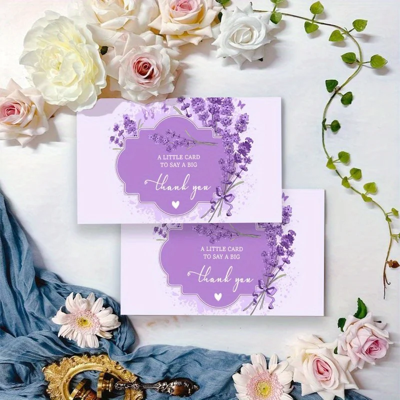 100pcs Exquisite Thank-you Card Set, Used for Party, Wedding Desktop Decoration, Wedding Celebration Event Greeting Cards
