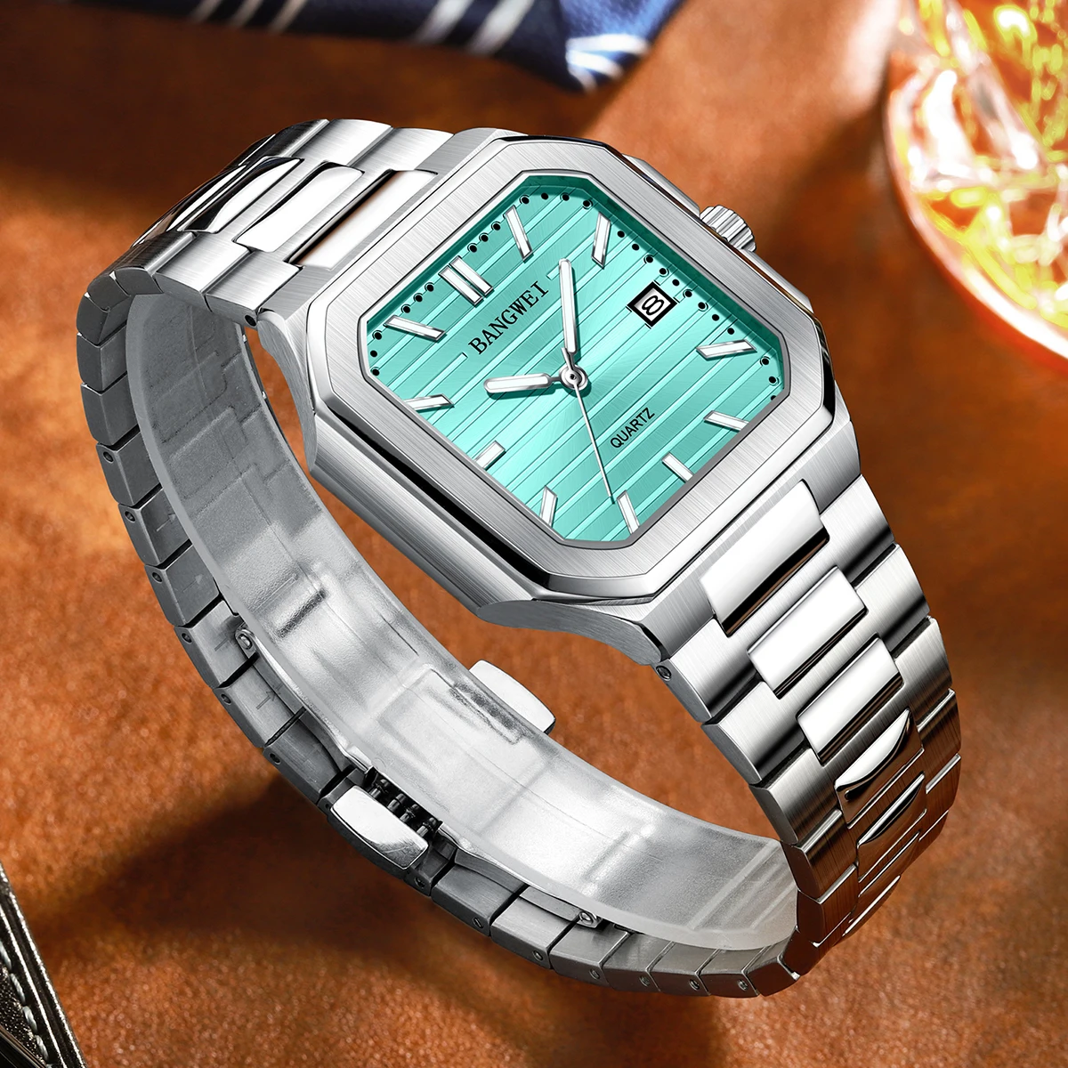 LIGE BANGWEI Simple Design Quartz Man Watch Fashion Business Stainless Steel Waterproof Luminous Casual Auto Date Wristwatch+Box
