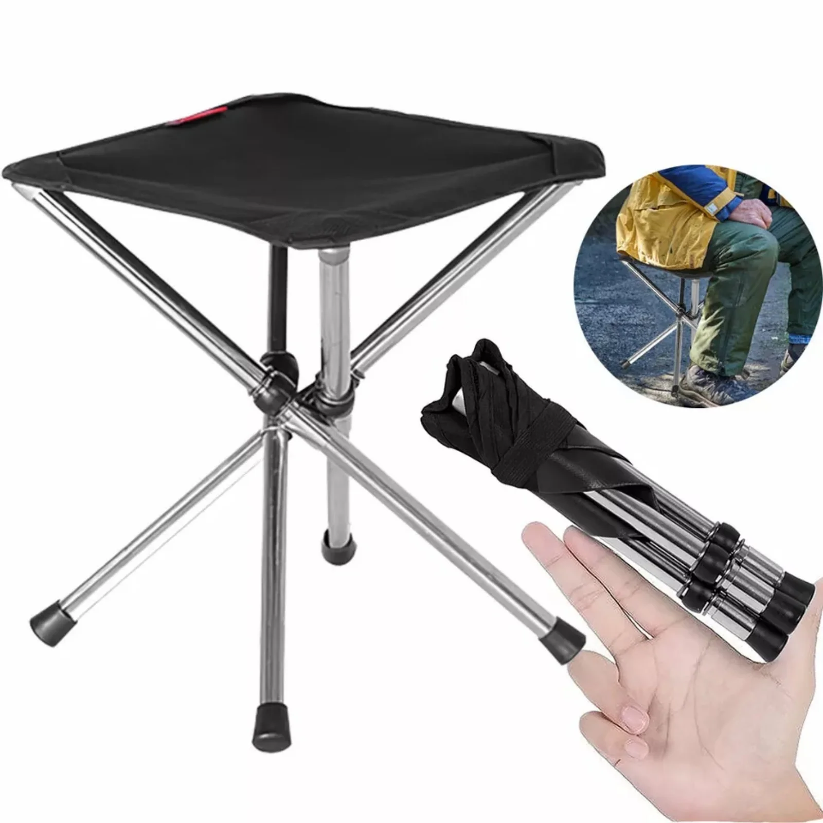 

Small Folding Camping Stool Outdoor Portable Camping Fishing Chair w/ Carry Bag