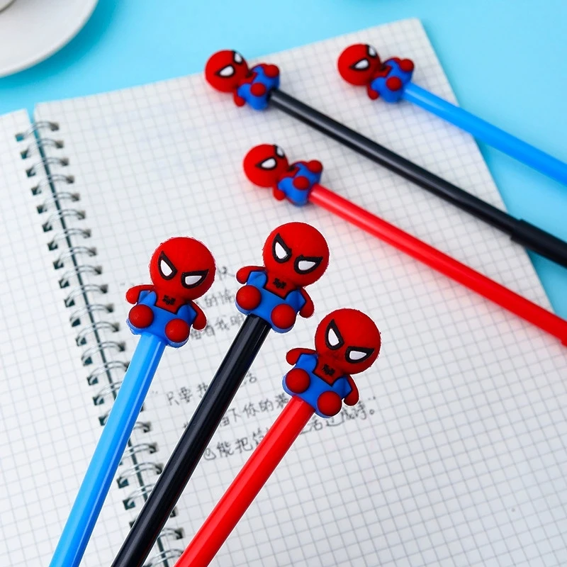 10/20pcs Disney Cartoon Character Cute Spider Man 0.38mm Rollerball Pen Black Core Children\'S Creative Student WritingStationery