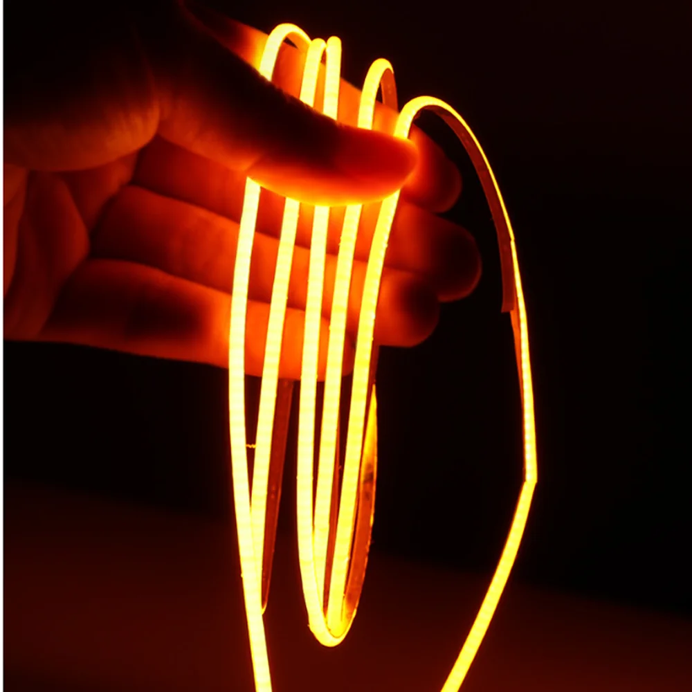 5m Low Voltage Thin 3.7v 5v 12v 2.7mm 3mm COB LED Flexible Strip 3000K 4000K 6000K Orange Amber 1800k Red Green Blue Yellow