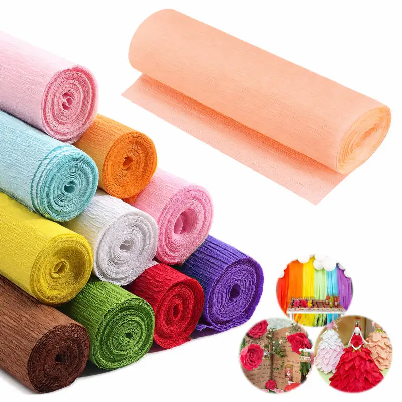 12Colors Color Crepe Paper Roll DIY Handmade Flower Origami Craft Gift Wrap Art Paper for Kindergarten Kids Decor