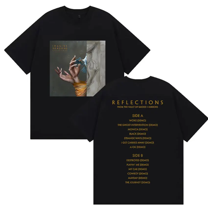 

Imagine Dragons Reflections Tour 2025 Merch Графические футболки для мужчин и женщин Harajuku Высококачественная ретро-футболка из 100% хлопка Футболки