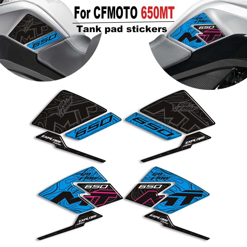 

Motorcycle Tank cap Side Grips knee stickers 3D Gel decals protection kit For CFMOTO 650MT 650 MT Touring Bike Adventure