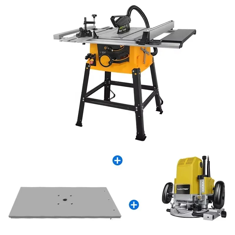 LUXTER 255mm 1800W Cutting Table Saw with Router and Router Platform for Woodworking