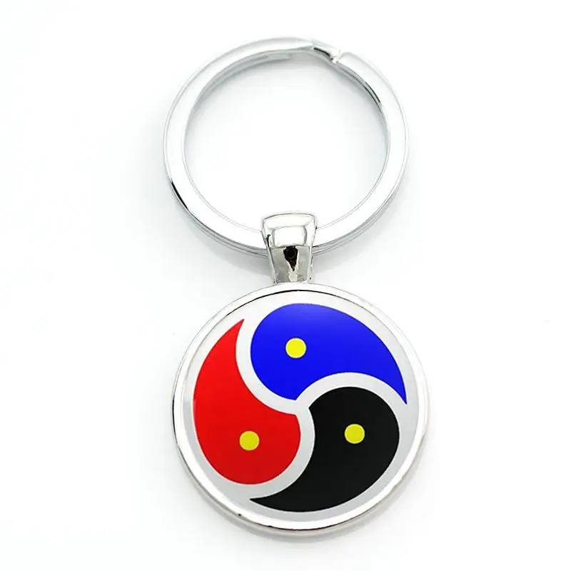 TAFREE Bdsm Triskelion رمز قلادة Keyrings أسود اللون خمسون ظلال من رمادي سلاسل المفاتيح زجاج قبة مع صور مجوهرات YFZ48