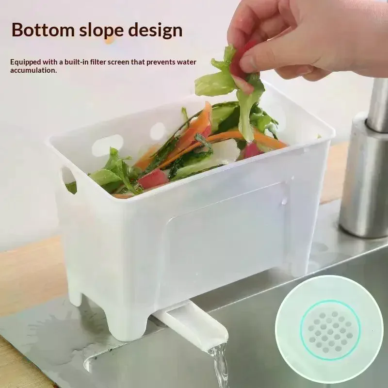 Table Top Trash Can Mini Home Kitchen Waste Storage Box Sink Drain Basket Dry Wet Separation Filtration Magical