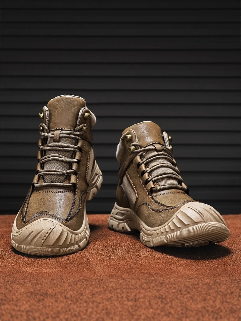 

Men's Boots Leather Upgraded Version Mid-Calf Outdoor Retro Desert Short Boots Spring Autumn Low Heel round Toe PU Mat...
