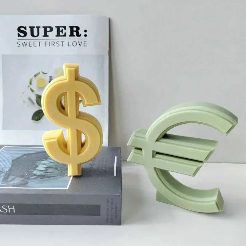 

US Dollar Candle Mold Euro Symbol Wax Mould Currency Candle Mould Coin Shape Plaster Ornament Soy Wax Making Supplies