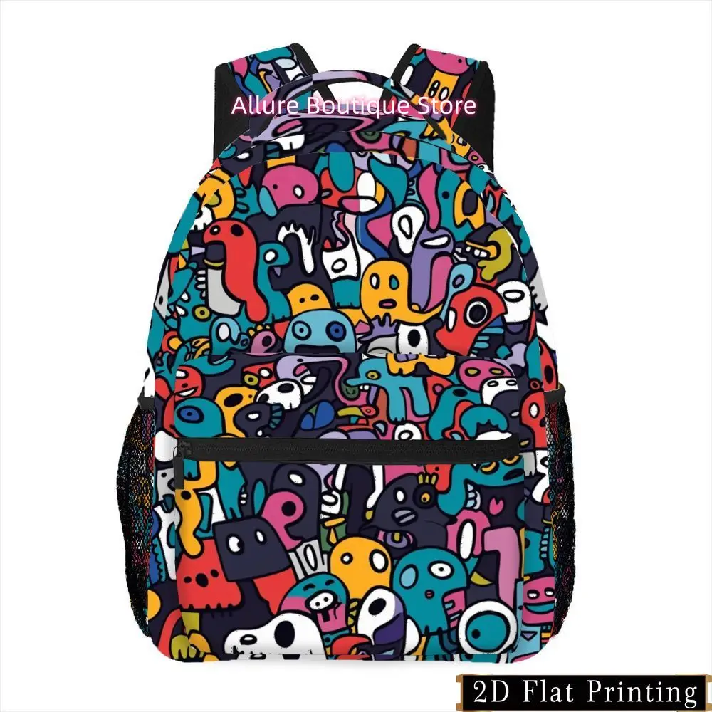 1pc Colorful Cartoon Pattern Backpack, Zipper Print Personality Hand Wash Multi-Purpose Commute Fitness Travel Shopping Camping
