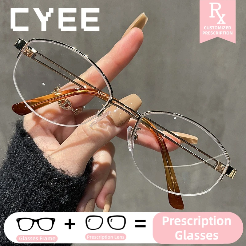 

Cyee Personalized Metal Photochromic Myopia Eyeglasses Progressive Lenses Glasses Women Customized Prescription Optical Eyewear