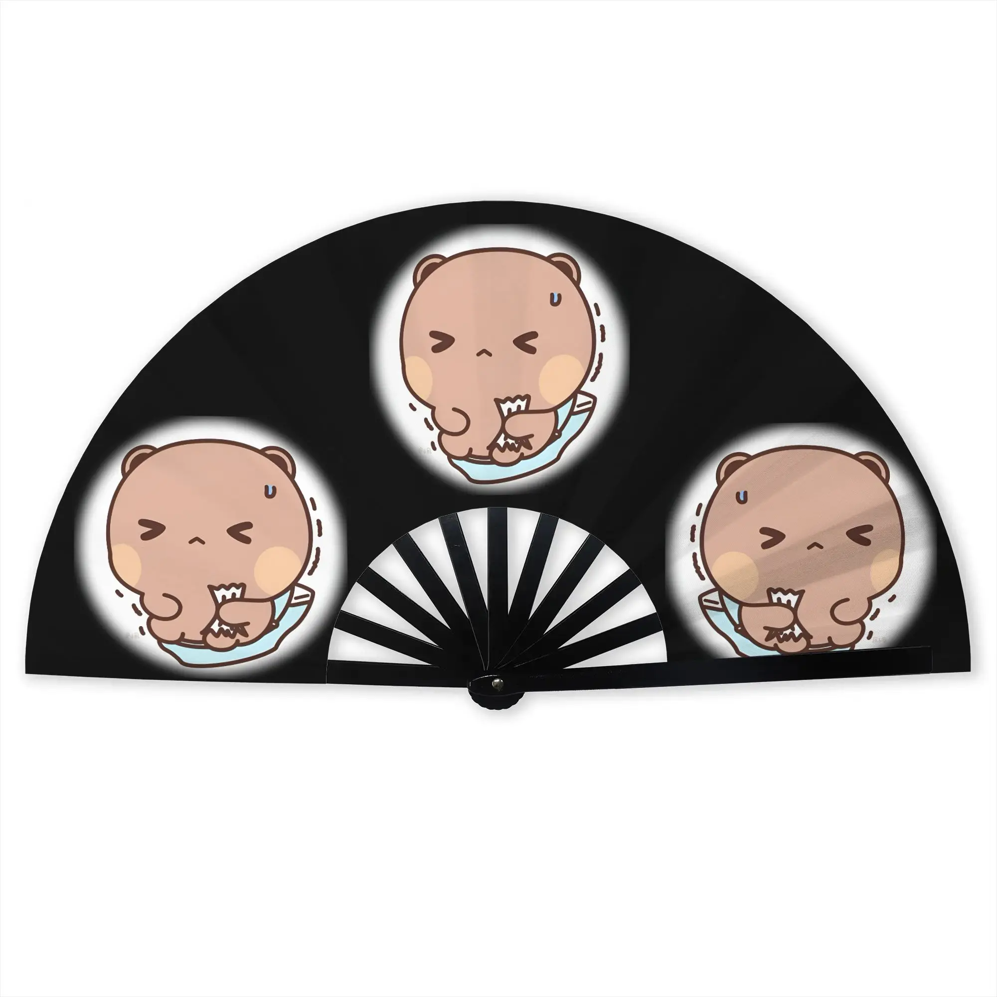 Funny Bubu And Dudu Stylish Hand Fan Unisex  Printed Polyester Fan Trendy Costume Prop Folding Fans For Dancing Gift