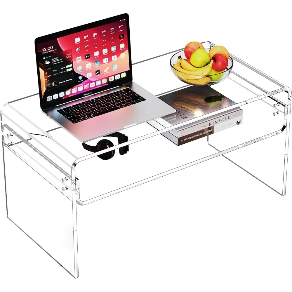 

Acrylic Coffee Table for Living Room Clear Rectangle Lucite Table with Open Storage Shelf (1, Clear, Nomal)
