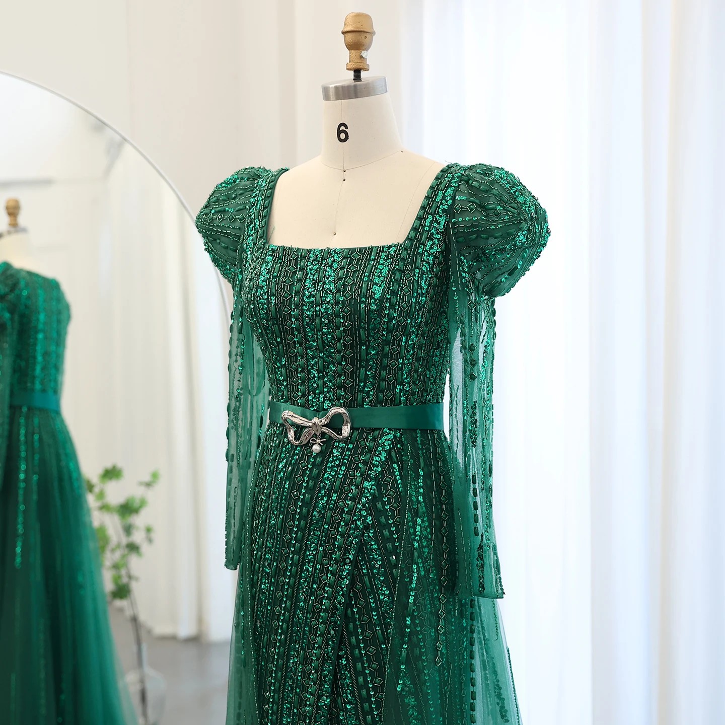 샤론 사이드 여성용 럭셔리 두바이 자홍색 이브닝 원피스, 웨딩 긴팔 오버 스커트, 아랍 포멀 파티 가운, SS318 맞춤형