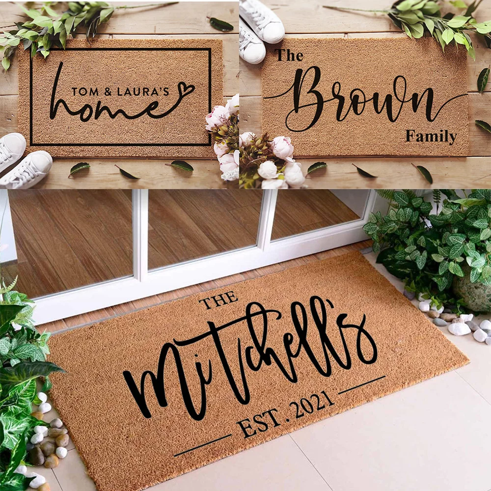 Personalized Doormats Custom Family Name Doormat Housewarming Gift Welcome Mat Home Decor Monogram Rug Wedding Party Gift