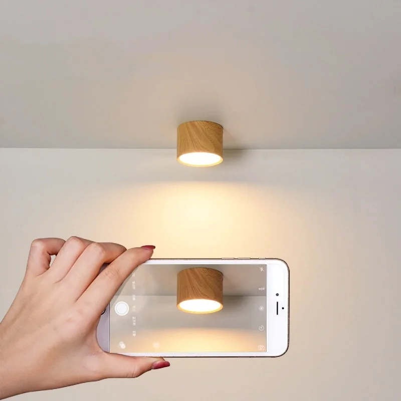 Fotografia 4: Luz de teto com LED regulável, luz de teto com textura de madeira, luz de teto montada no teto, iluminação para decoração de ambientes, cozinha