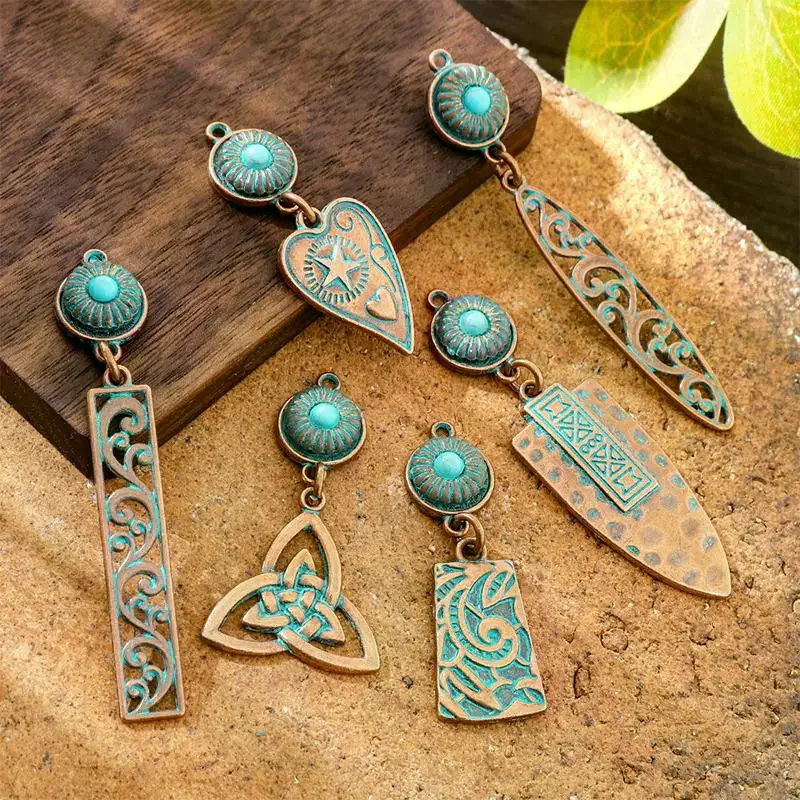 2pcs Vintage Ethnic Bohemia Pendants For Women Earrings Necklaces Pendants Charms Jewelry Making DIY Jewelry Accessories