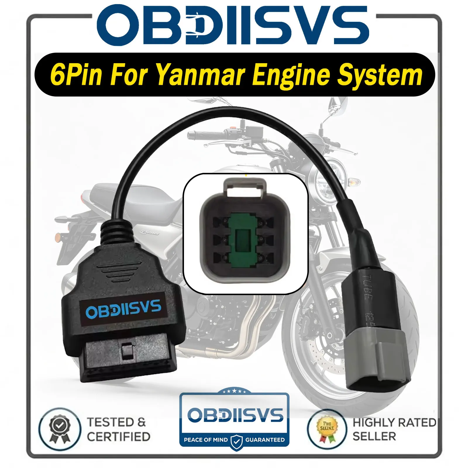 OBD2 Diagnostic Cable 6Pin For Yanmar Engine OBD2 Scanner Connector For Yanmar 24V Diesel Vehicles OBDII Diagnostic Adapter