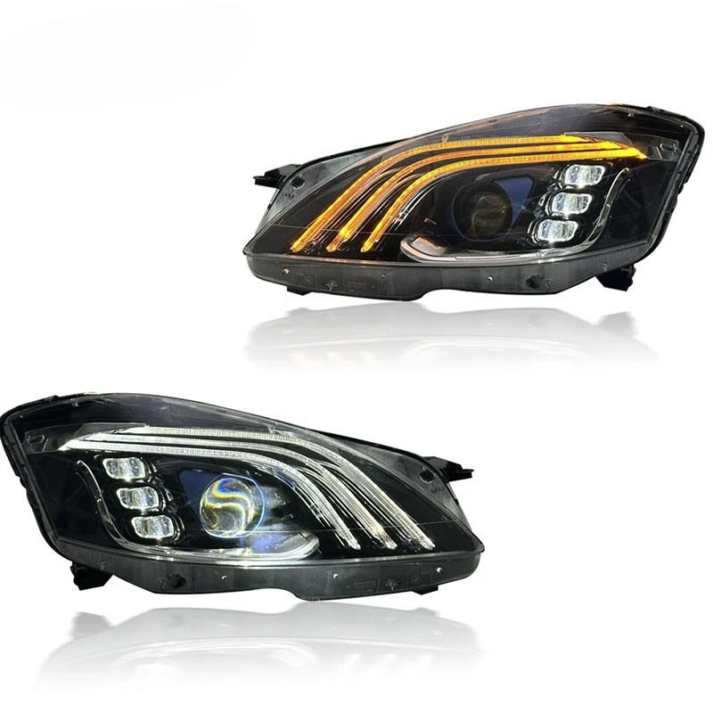 المصابيح الأمامية لمرسيدس بنز S-Class W221 S250 S280 S30 S320 S350 2006-2013 مجموعة مصابيح السيارة الأمامية LED ثنائية البؤرة عدسة الملحقات #2
