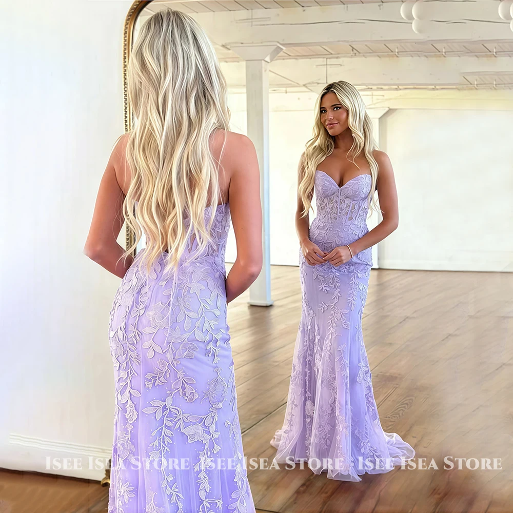 Exquisitos vestidos de noche lilas, vestidos de baile de sirena de encaje, vestidos de gala brillantes, románticos, ocasiones formales, vestido de graduación personalizado