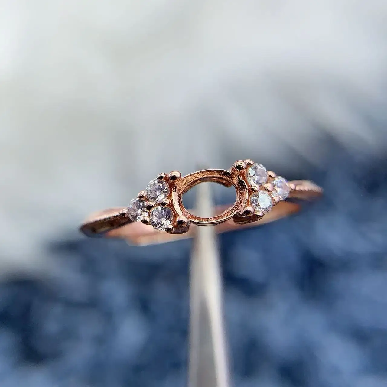 

MeiBaPJ Inlay Oval 4*5mm Stone Womans Open Ring Setting DIY Gift S925 Pure Silver Fashion Original Fine Charm Jewelry Wholesaler