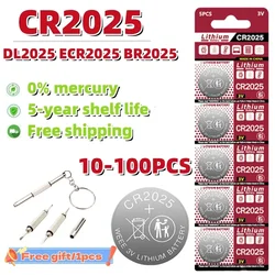 10-100PCS 150mAh 3V CR2025 Battery CR 2025 Lithium Battery DL2025 BR2025 KCR2025 For Car Remote Control Watch Button Coin Cells