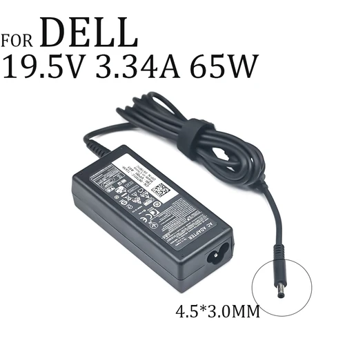 Adaptador de cargador para ordenador portátil, 19,5 V, 3,34a, 65W, 4,5x3,0mm, para Dell Inspiron 15 3551 3552 3558 5551 5552 5555 5558 5559 7568 P28E P57G