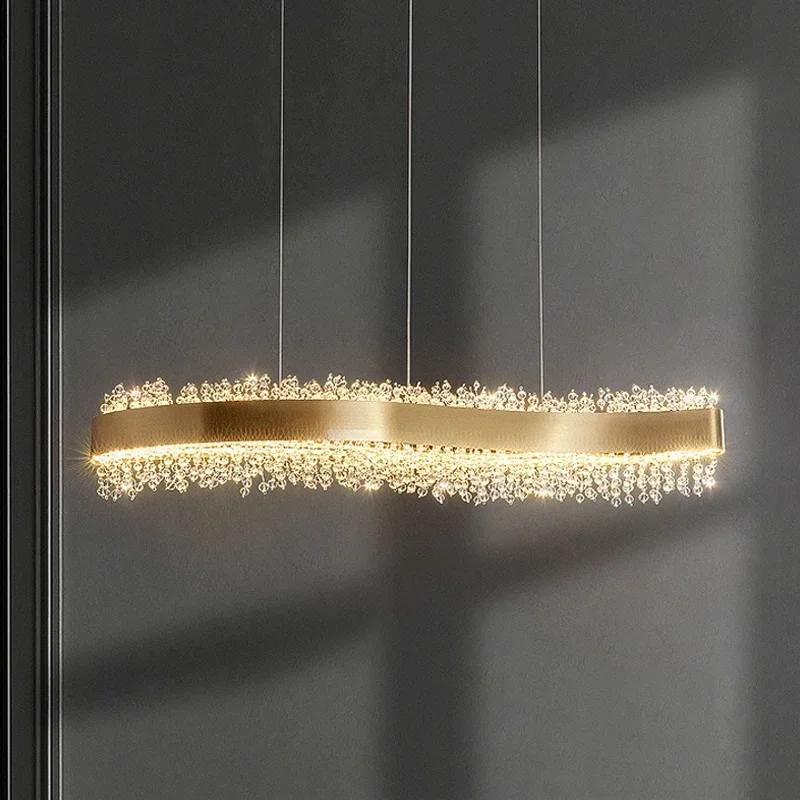 

Modern Luxury Crystal Pendant Lights Dining Living Room Ceiling Chandeliers Lighting Room Decor Tassel Pendant Gold Led Lamps