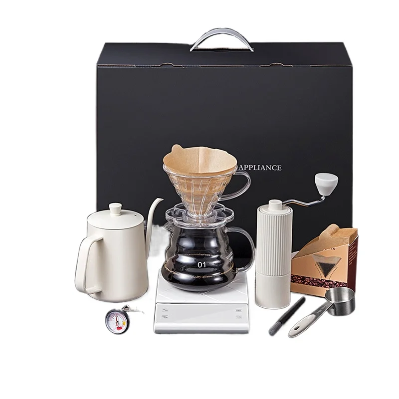 

High-end light luxury hand-brewed coffee set, black gift box, gift, American coffee utensils with scales, portable coffee