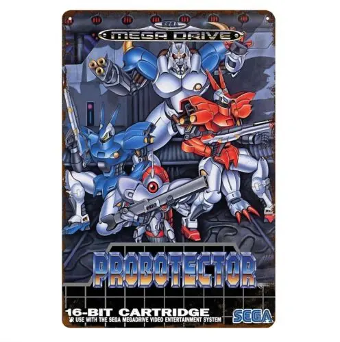 Placa de Metal Decorativa Probotector Mega Drive Retro Video Game 20*30cm - Alumínio