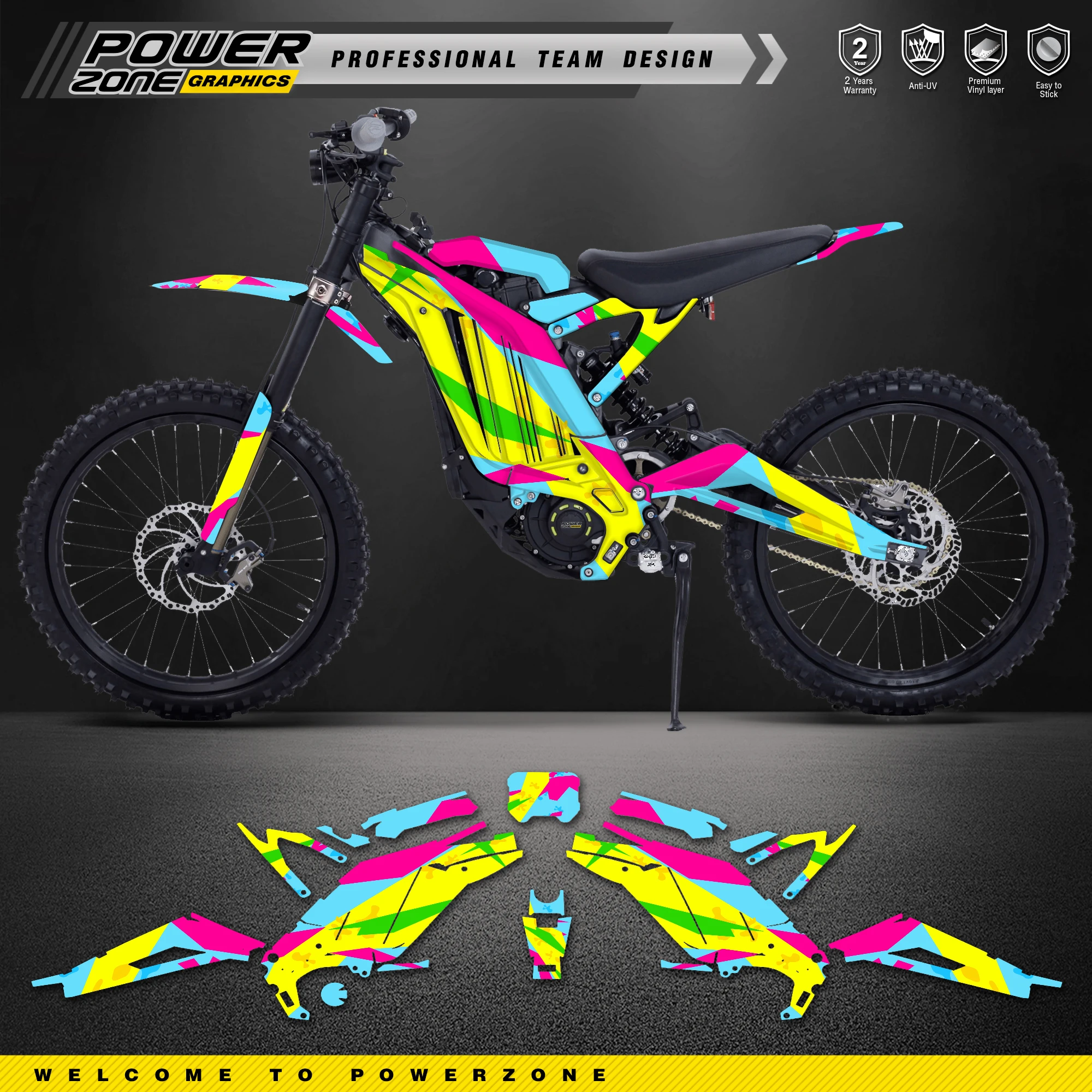 PowerZone Motocross Graphics Background Sticker Kits For Surron Sur-ron Light Bee X S 3C 2021 2022 2023 2024