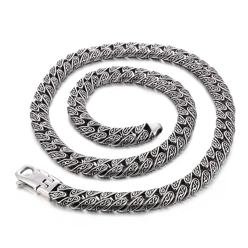Fongten 70cm Vintage Totems Neckalce For Men Stainless Steel Viking Link Chain Hip Hop Cool Men's Choker Jewelry Classic Design