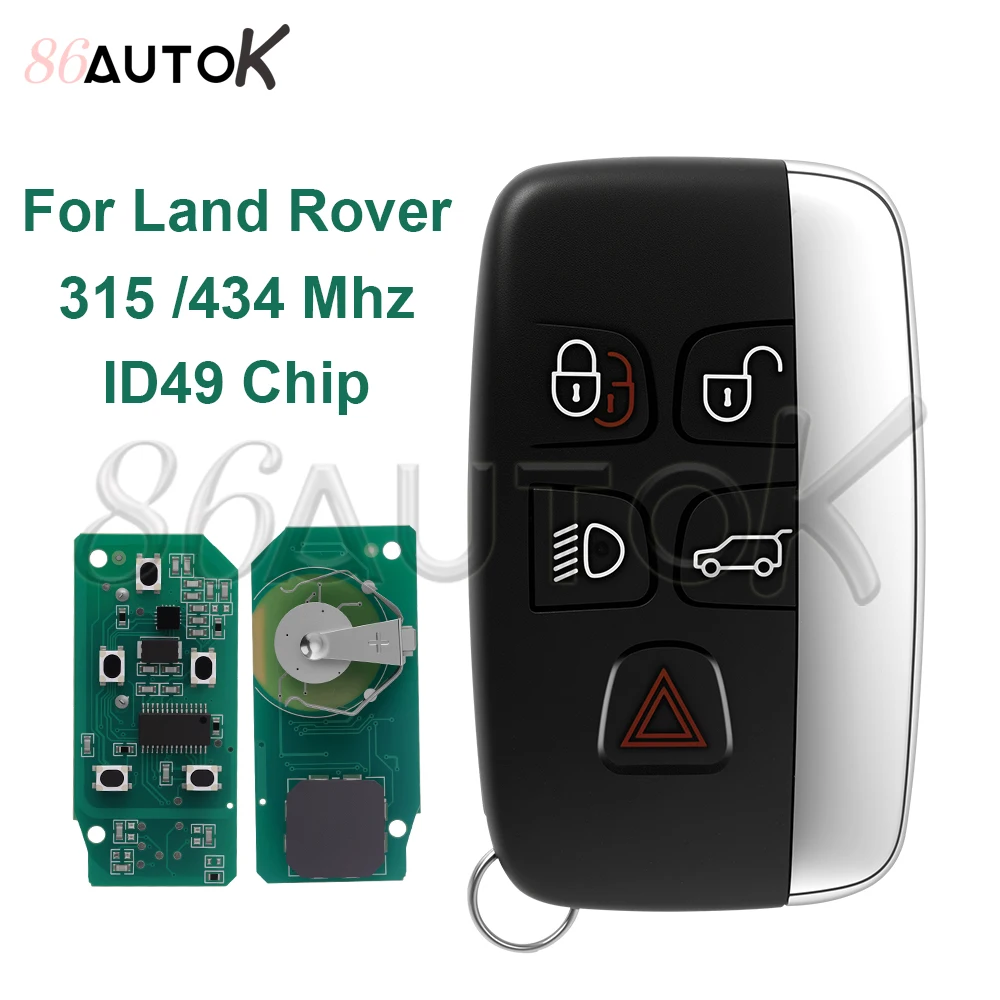 

Беспроводной ключ-брелок с 5 кнопками для Land Rover, Range Rover Evoque, Freelander, Discovery 4, 315 МГц, 434 МГц, чип ID49