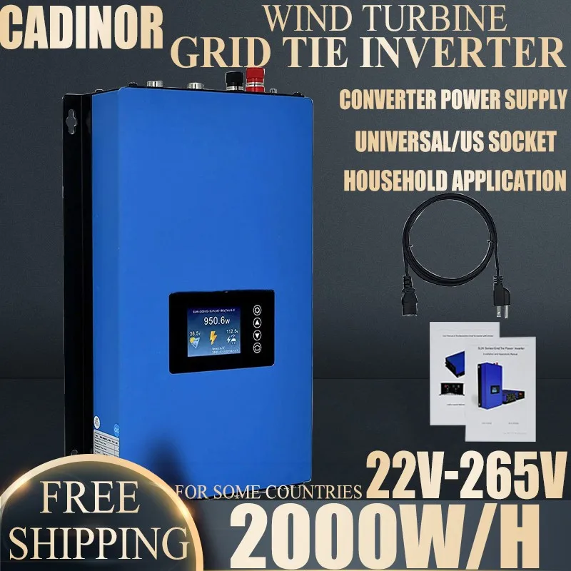 2000W 24V 48V Wind On Grid Tie Inverter with Limiter Wind Turbine Generator WiFi Monitor Battery Discharge DC22-90V to AC95-265V