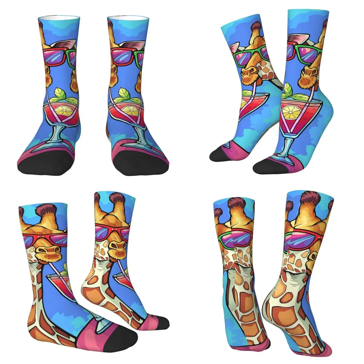 

Цветные носки с принтом жирафа, чулки высокого качества в стиле Харадзюку, всесезонные длинные носки, аксессуары для унисекс, рождественские подарки