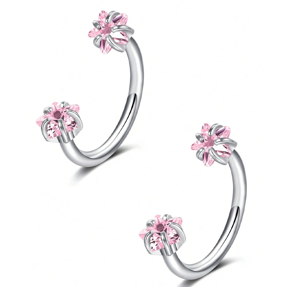 2 Stuks Rvs Zirconia Hoefijzer Ring Piercing Neus Oor Buik Ringen Vrouwen Kraakbeen Helix Oorbellen Daith Piercing Sieraden