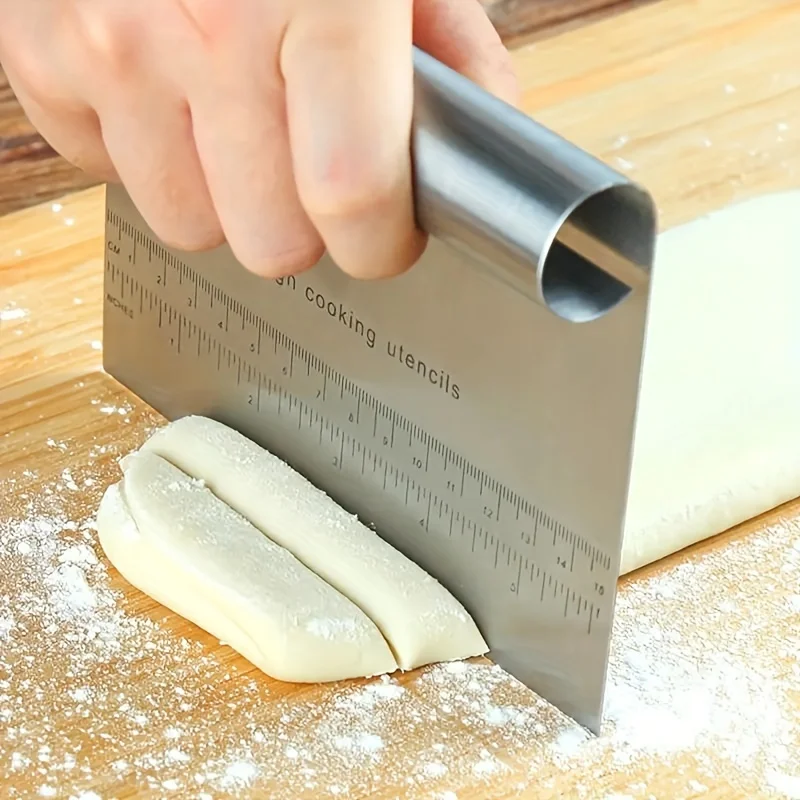 Cuchillo para cortar de acero inoxidable, raspador de pasteles, cortador de Pizza, espátula para freír de acero inoxidable, espátula para panqueques, herramienta para hornear masa