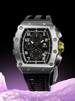 TSAR BOMBA Watch for Men Luxury Brand Tonneau Design Waterproof Clock Stainless Steel Wristwatch Fashion Rectangle Mens Watch photo 3