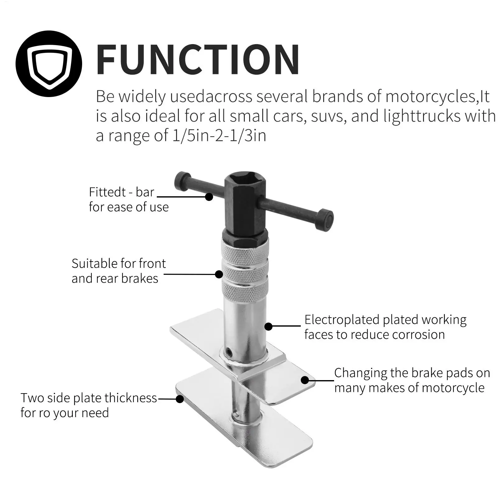 Piston Press Tool Universal Heavy Duty Portable Steel Compressor Motorcycle Brake Spreader For Car Motor Workshop Indoor Garage