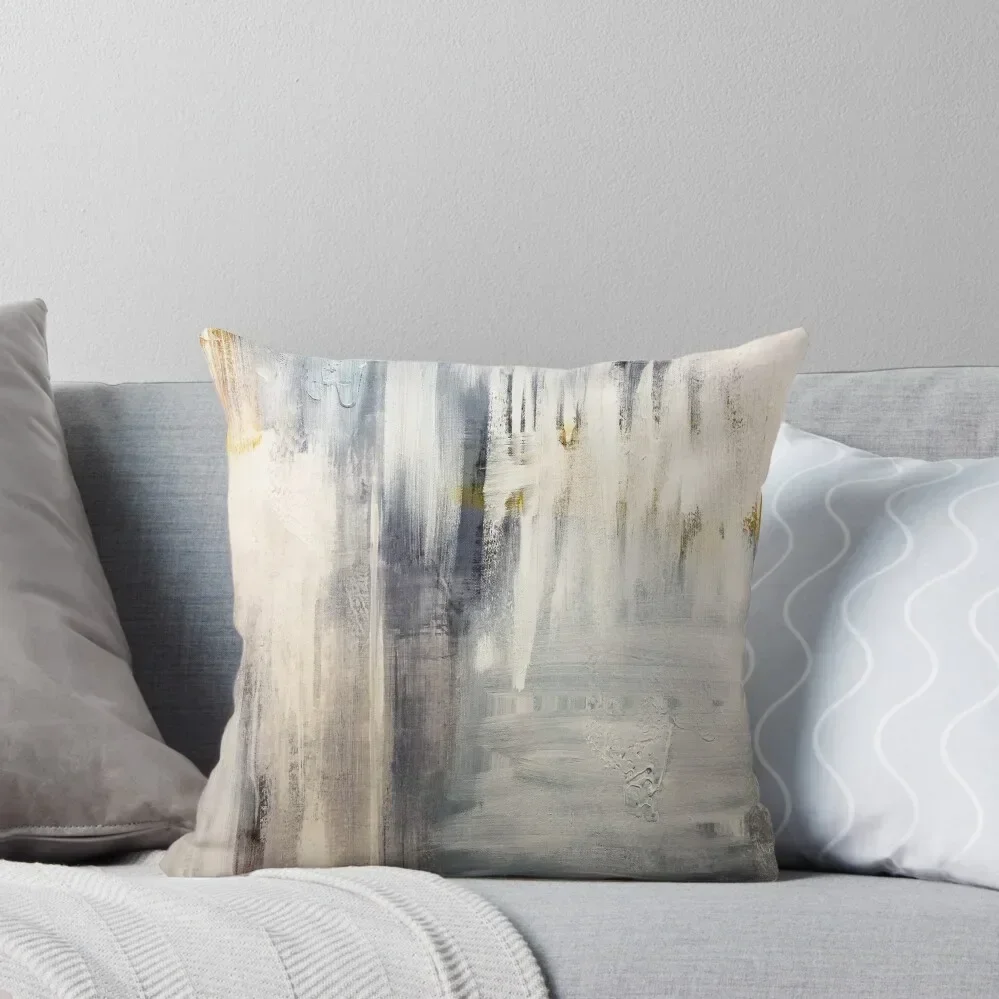 Icicles blue, orange, grey and white abstract painting Throw Pillow Cushions Home Decor Decorative Cushions pillow