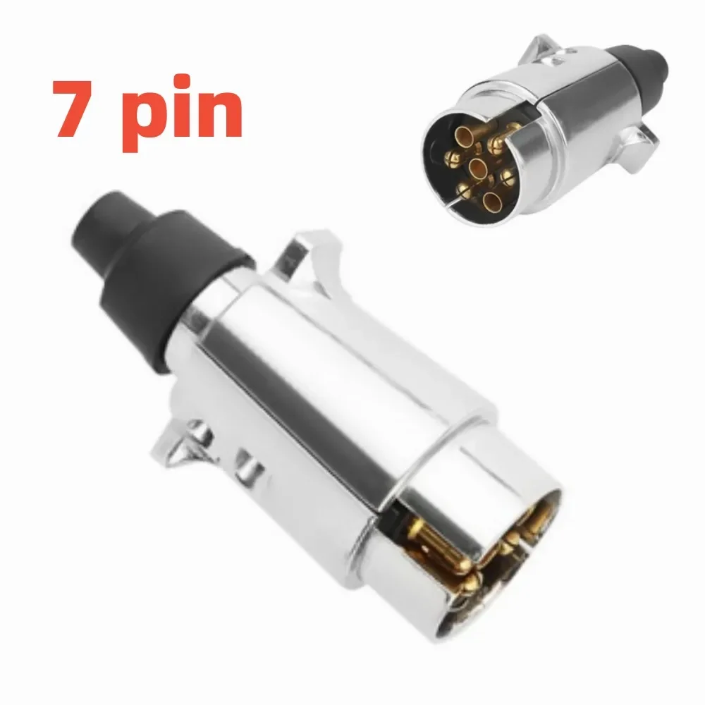 1 Set 7 Pin Trailer Plug Towbar Socket Metal Aluminum Alloy 7 Pole Towing Connectors Adapter For Boats Caravan RV Truck 12V