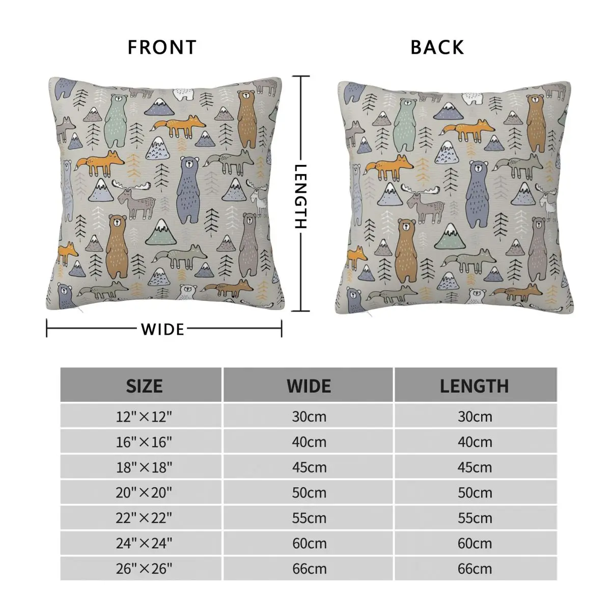 Bear Mountain Animal Pillowcase Polyester Linen Velvet Pattern Zip Decor Pillow Case Home Cushion Cover 45x45
