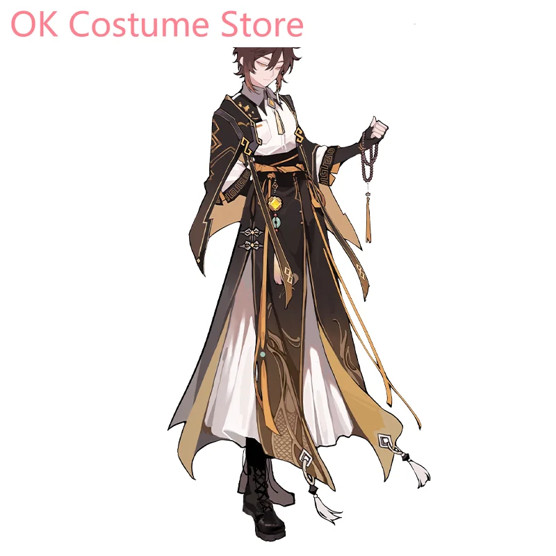 Genshin Impact Zhongli Game Suit Gorgeous Handsome Uniform Cosplay Costume Halloween Party Role Play Outfit Men