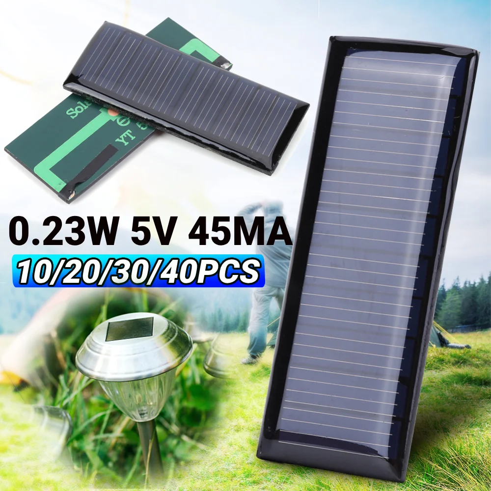10/20/30/40 قطعة النظام الشمسي الصغير لوحة البولي سيليكون 5 فولت 0.23 واط 45MA لوحة شحن الطاقة الشمسية لوحة الخلايا الشمسية الصغيرة ل 3.7 فولت ضوء الشمس