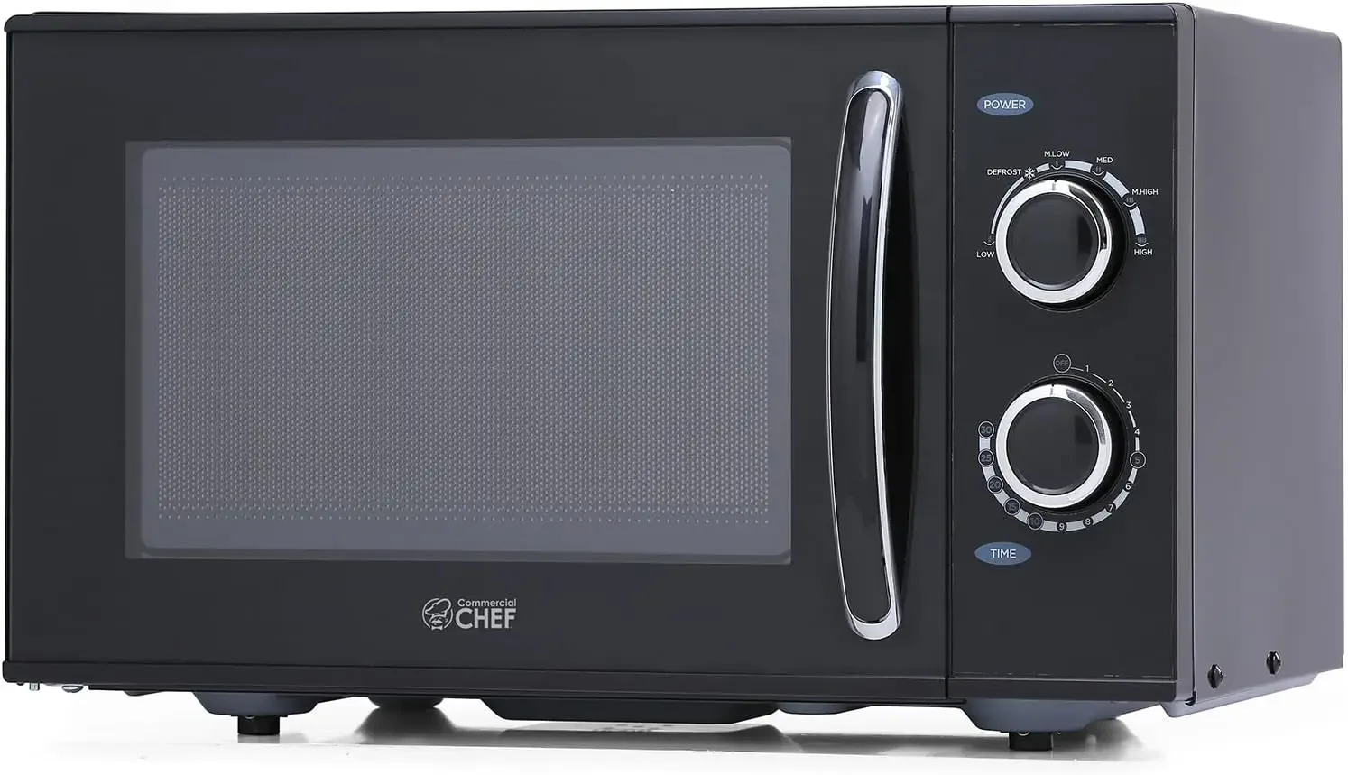 COMMERCIAL CHEF Rotary Dial Microwave with 6 Power Levels, Small Microwave with Pull Handle, 900W Countertop Microwave