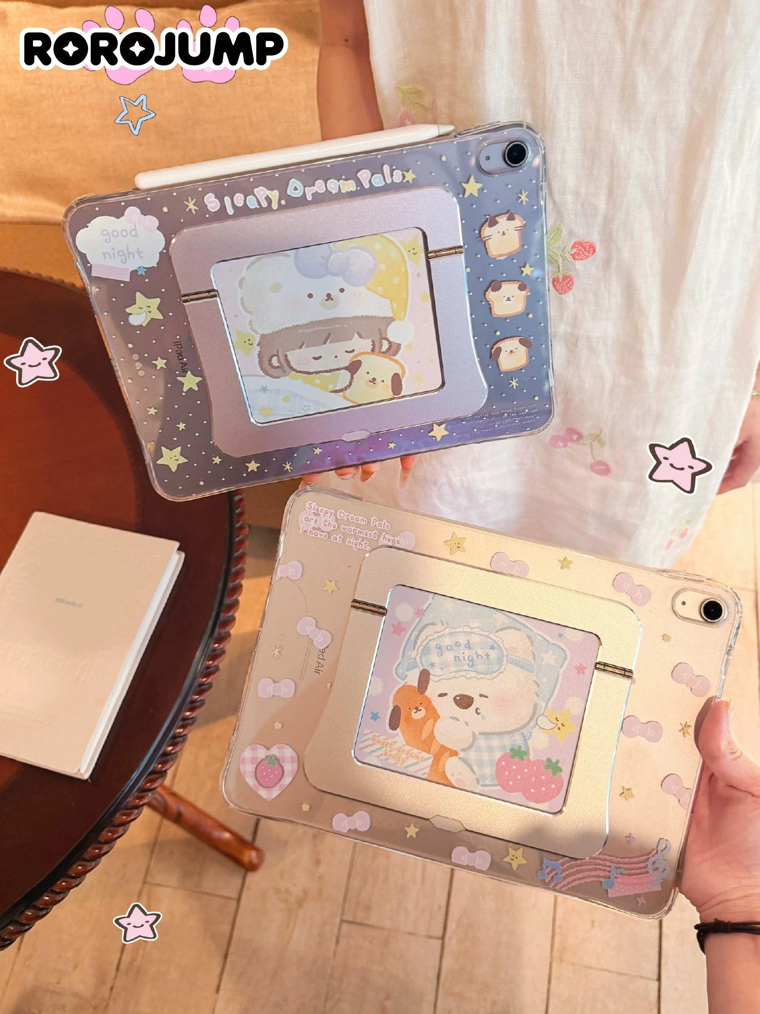 Cute Cartoon Wavelet DotsTablet Cover For iPad Pro 13 11th M5 M4 12.9 A16 8 7 9th 10th Air 11 M2 M3 MINI Airbag Fulcrum Case