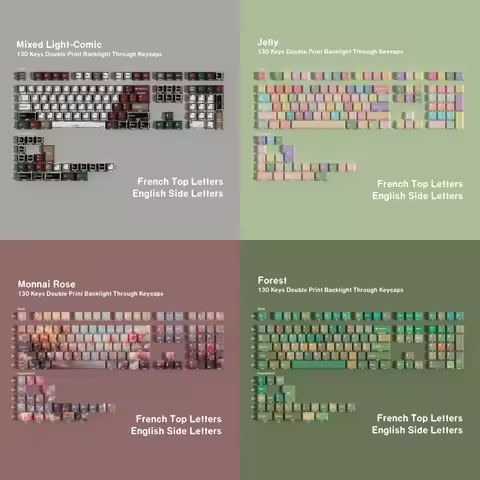 AZERTY French Keycaps ISO Keycaps PBT Cherry Profile Dye Sub Double Shot For ISO French Layout Gaming Mechanical Keyboard Custom