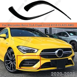 For Mercedes Benz CLA Class C118 X118 CLA35 AMG 2020-2023 Black Front Bumper Spoiler Splitter Air Vent Fog Lamp Grille Trim