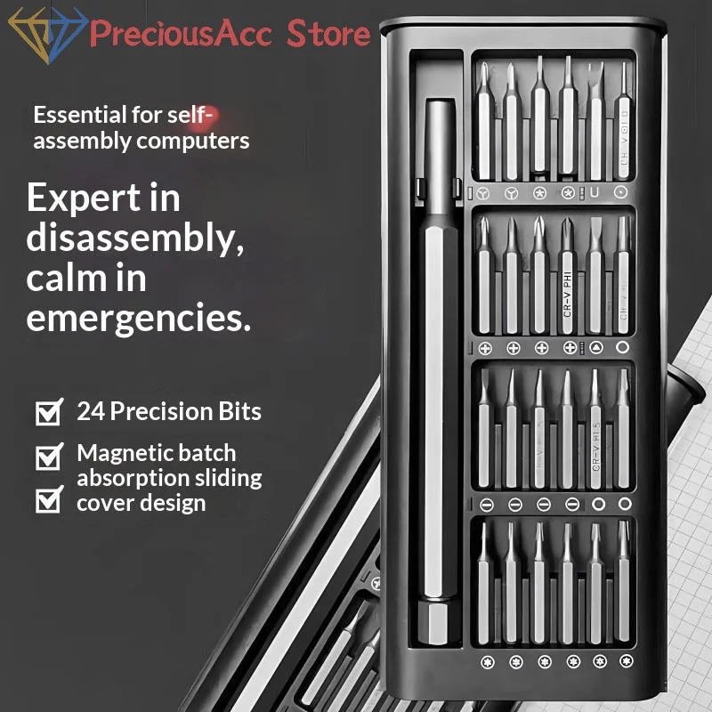 25-in-1 Mini Screwdriver Set Precision Repair Tool Flathead  Bits For Electronics Device Maintenance DIY Work
